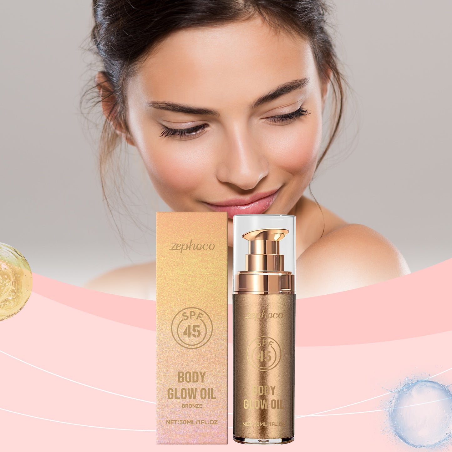 Copper Colored Coconut Protective Glitter Body Oil
